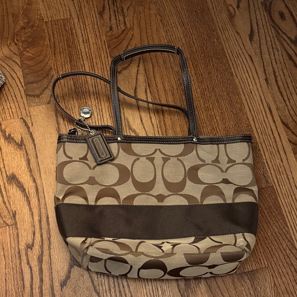 Coach Signature Brown and Tan Tote